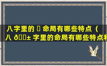 八字里的 ☘ 命局有哪些特点（八 🐱 字里的命局有哪些特点和作用）